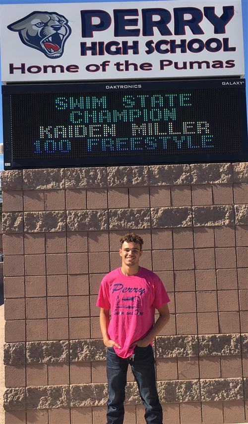 Kaden Miller - State Champion Swim 100 Freestyle, State Runner Up 50 Freestyle 